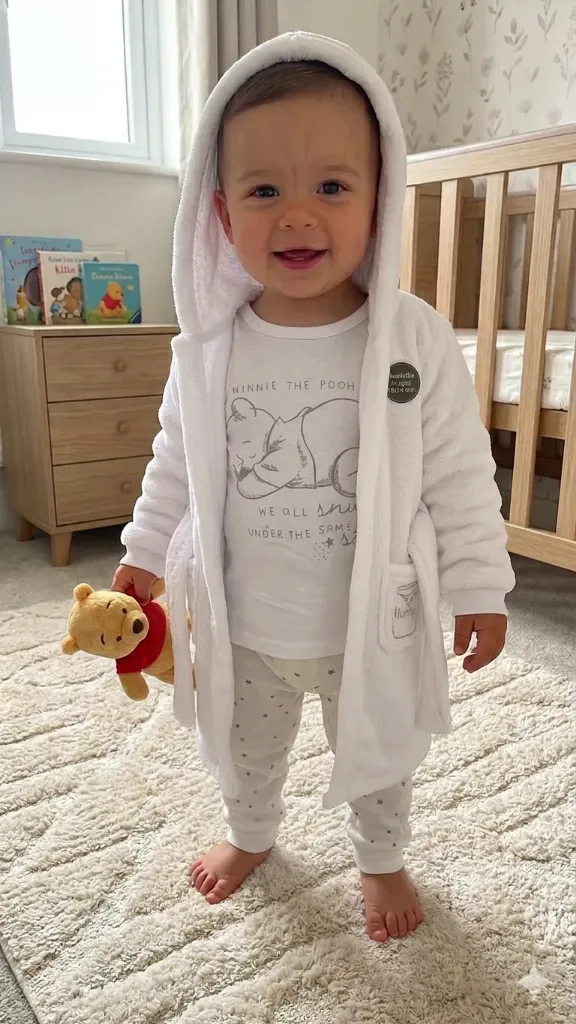 [LELE ' 00055] PIJAMA TRES PIEZAS CON LEVANTADORA COLOR BLANCA (9-12 meses)