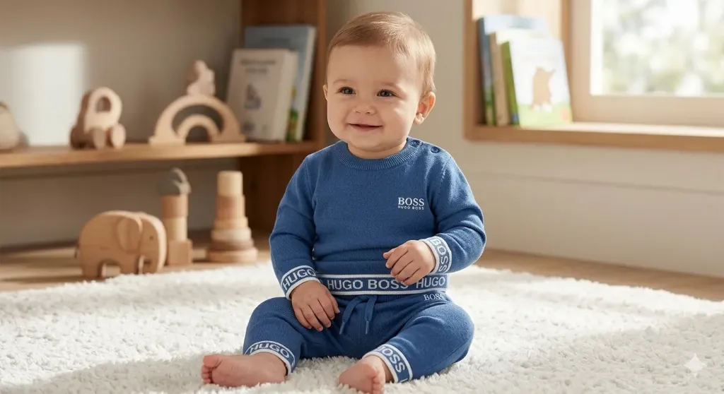 [LELE ' 00061] CONJUNTO EN HILO DOS PIEZAS BORDADO AZUL OSCURO (3-6 meses)