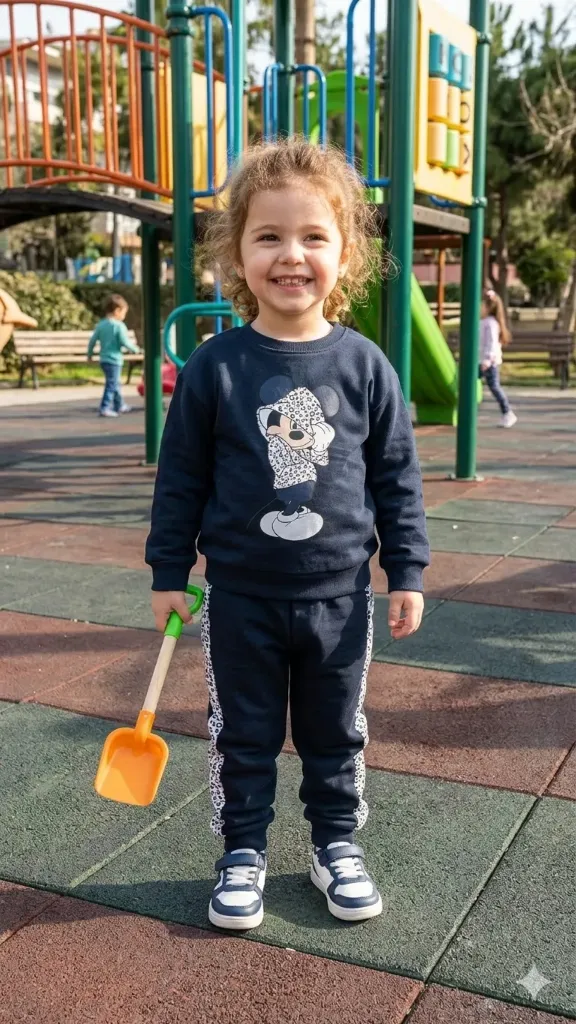 [LELE ' 00078] SUDADERA DOS PIEZAS AZUL OSCURA , ESTAMAPADO MINNI (6 años)