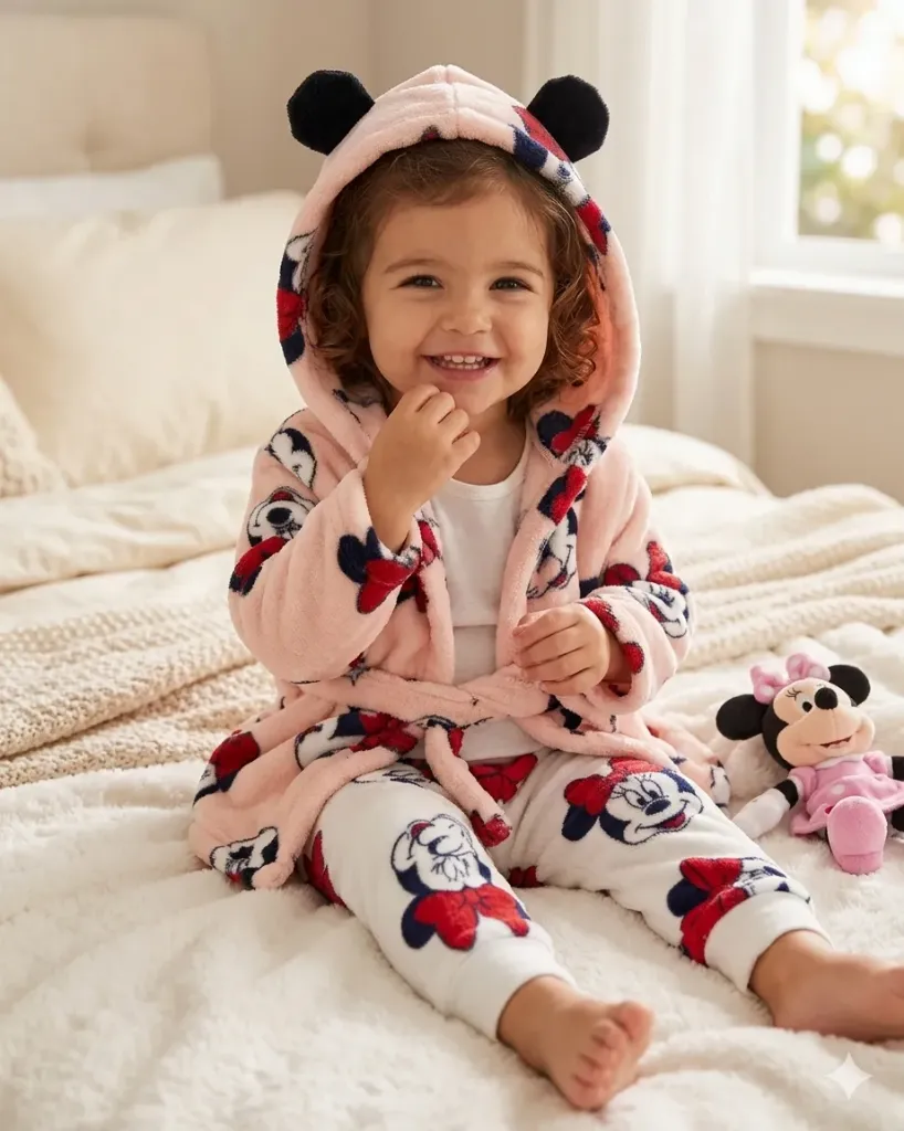 [LELE ' 00157] PIJAMA CON LEVANTADORA ROSADA CON ESTAMPADO MINNI (3-6 meses)