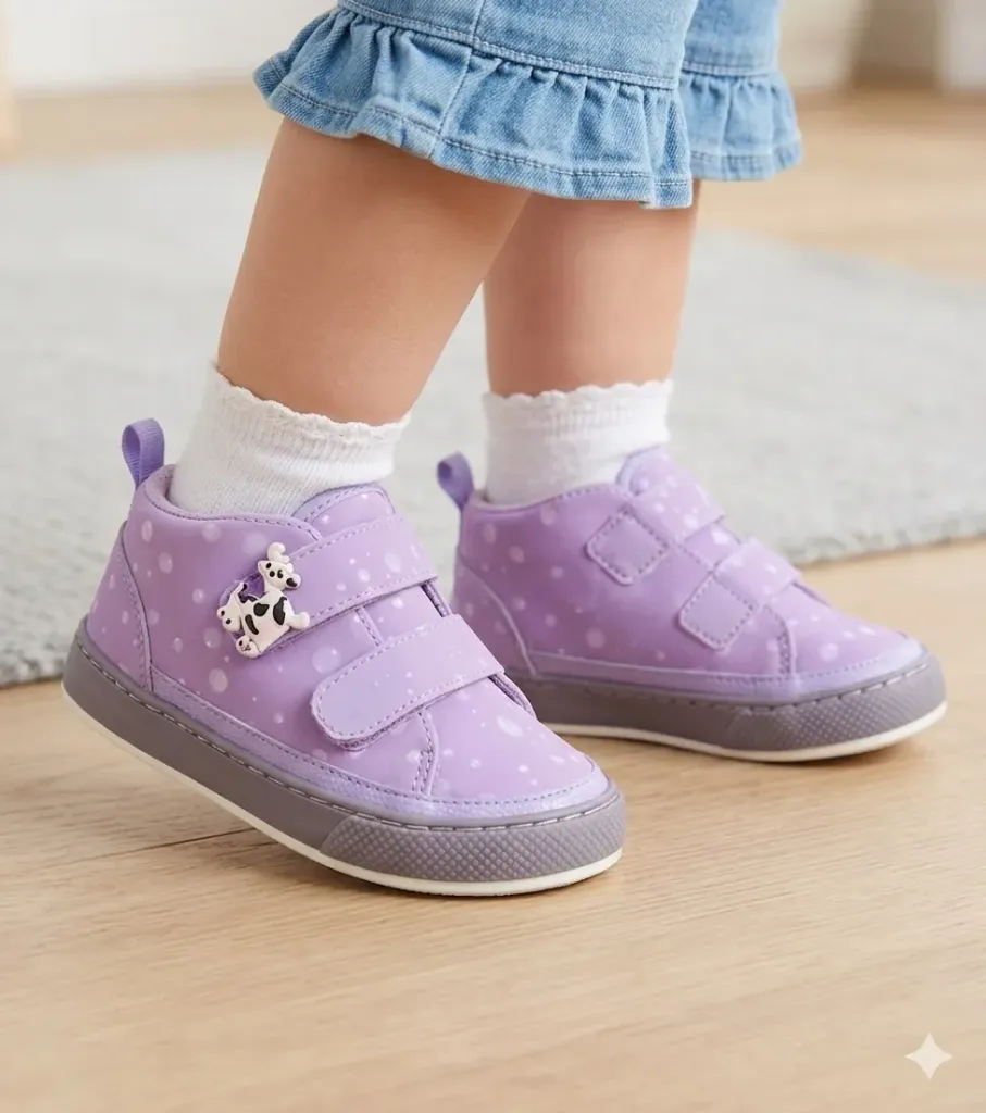 [LELE ' 00195] TENNIS NIÑA MORADO, VELCRO CON VACA (17)
