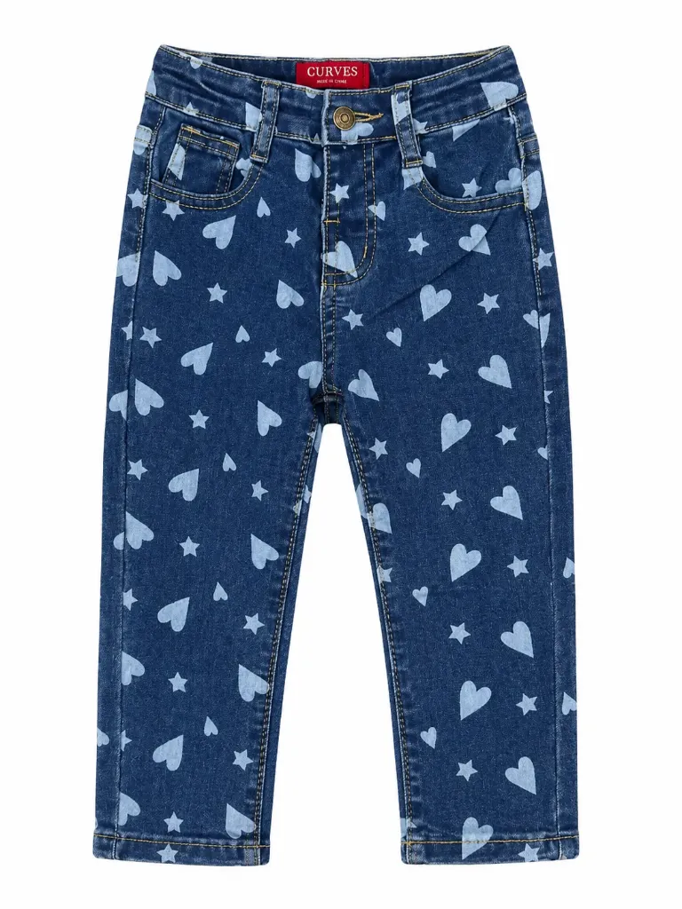 JEAN NIÑA AZUL OSCURO CON CORAZONES