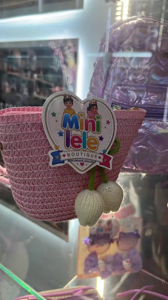 [LELE ' 00206] BOLSO NIÑA, EN NUTE COLOR BEIG CON ROSADO